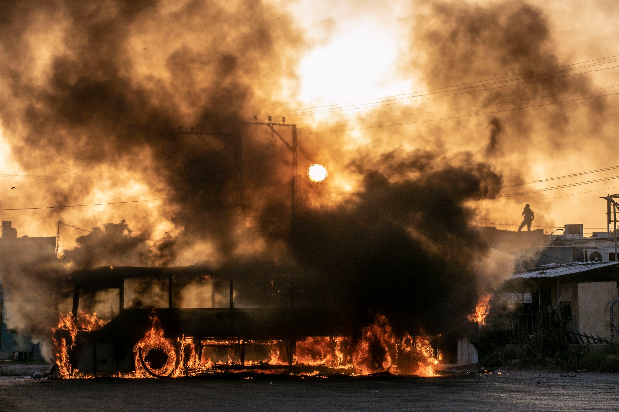 Burning bus